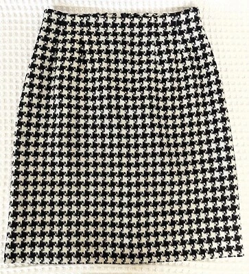 Vintage J.G. Falda Gancho Mujer 6 Mezcla Lana Pata de Gallo Midi Lápiz Recto Foto 1 de 4