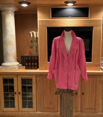 Blazer Vintage Classix Rosa Mezcla de Lino Forrado Manga Larga con Bolsillos Talla 12 EE. UU. Foto 1 de 4