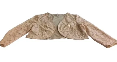 Grace Karin Women’s Large Lace Bolo Jacket Antique White Open Front Elegant - Image 1 of 4