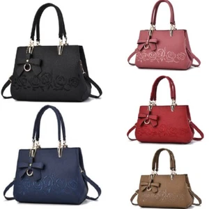 PU Leather Women's Tote Handbag Shoulder Messenger Bag with Top Handle Satchel - Picture 1 of 22