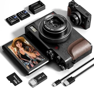 Digital Cameras 5K 48MP 16X Compact Video Camera with 2 Batteries for Youtube - Picture 1 of 8