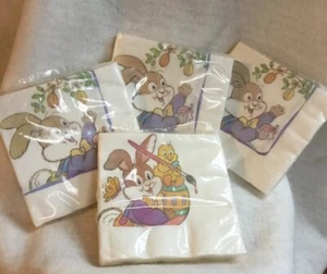 Vintage American Greetings Lot 4 Pack Easter Bunny 16 Count Beverage Napkins NEW - Picture 1 of 2
