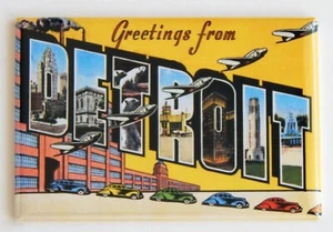 Greetings from Detroit Michigan FRIDGE MAGNET travel souvenir "style A" - Picture 1 of 3