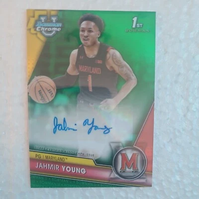 Jahmir Young 2023-24 Bowman U Chrome 1st Bowman Green Refractor Auto 77/99 - Image 1 of 3
