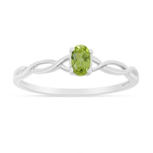 10k White Gold Oval Peridot Ring - Picture 1 of 6