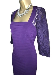 WALLIS ❤️ BEAUTIFUL PURPLE LACE EVENING PARTY DRESS SIZE 12 14 Wedding Party - Picture 1 of 7