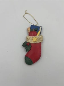 Vintage Teacher Stocking School Christmas Tree Collectible Ornament EUC! - Picture 1 of 4