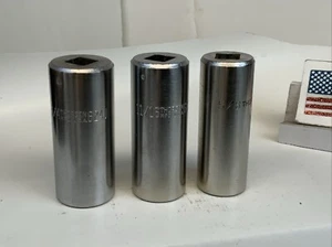 THORSEN 3pc 3/8 Drive 12pt Deep SAE Sockets, 5/8, 11/16, 3/4in., -engraved- USA - Picture 1 of 8