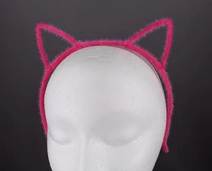 Pink furry cat kitten ears headband hair band accessory cosplay sexy cute - Picture 1 of 5