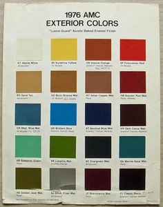 AMC USA Exterior Colour Chart 1976 GREMLIN Hornet MATADOR Pacer - Picture 1 of 2