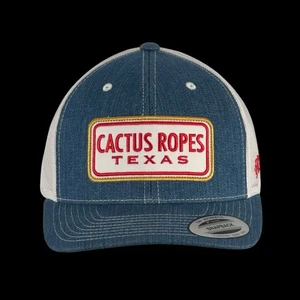 Hooey Kaktus Seile Texas Patch Mütze CR080 Denim weiß Netz Druckknopflasche Trucker Einheitsgröße - Bild 1 von 8