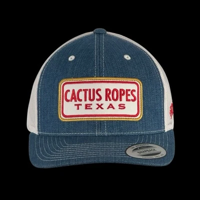 Sombrero Hooey Cactus Ropes Texas Parche CR080 Denim Blanco Malla SnapBack Camionero OSFA Foto 1 de 4