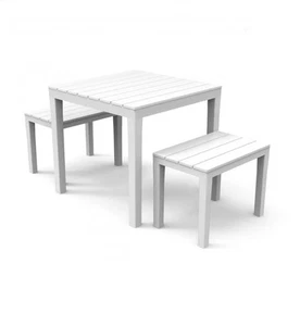 Ipaea Progarden Set Papua Da Giardino Bainco Da Esterno 2 Panche 1 Tavolo - Imagen 1 de 3