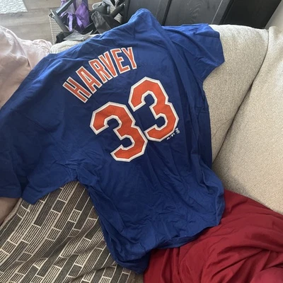 Camisa Azul New York Mets 2XL S/S Matt Harvey 33 Majestuosa Jersey Estilo MLB Foto 1 de 4