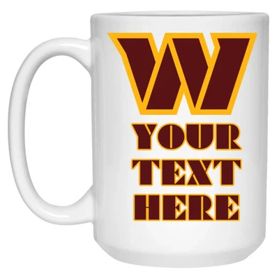 Custom Personalized Washington Commanders White 15 oz Ceramic Coffee Mug Cup - Image 1 of 3