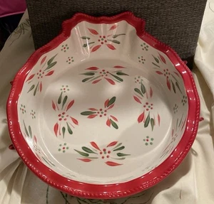 Temptations Ornament Shaped Pie Plate with Wire Holder Christmas Holiday 1.75 Qt - Picture 1 of 9