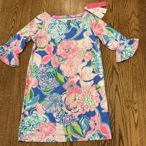 Lilly Pulitzer NEW UPF Mini Sophie Ruffle Dress L 10-12 Peony For Your Thoughts - Picture 1 of 13