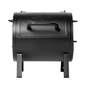 Portable Charcoal Grill and Side Fire Box 17-In W Black Barrel Charcoal Grill - Picture 1 of 12