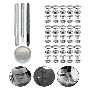 High Quality Metal Snap Fastener Button 15MM Installation Tools Silver - Picture 1 of 12
