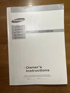 Samsung LN-S2651D S2652D S3251D S3252D S4051D S2652D Owner's Instructions LCD TV - Picture 1 of 2