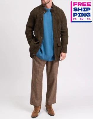 RRP €1739 HERNO Cashmere Knitted  Half Coat IT50 US40 L Green Unlined High Neck - Image 1 of 4