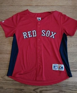 Boston Red Sox Dustin Pedroia #15 Autentica Maglia Majestic Rossa Donna Taglia Large - Foto 1 di 9