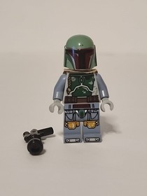 Star Wars Boba Fett Custom Lego Minifigure with Blaster Orange Stripe Cape 75243