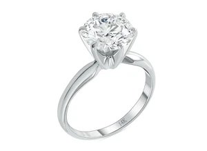 IGI F/VS 4 Ct Round Lab Created Grown Diamond 14K White Gold Solitaire Ring - Picture 1 of 7