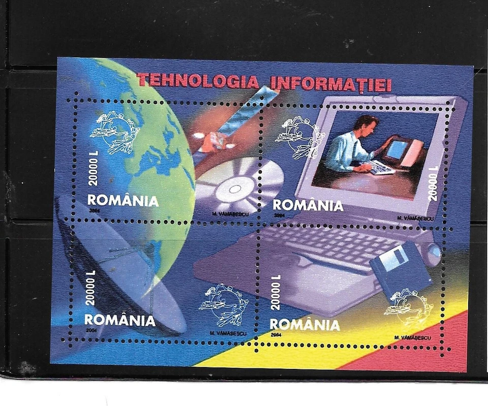 RUMANIA SC#4615 2004 HOJA DE RECUERDO TECNOLOGÍA DE LA INFORMACIÓN XF MNH EXCELENTES SELLOS Foto 1 de 1