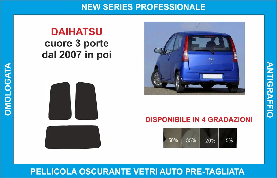 pellicole oscuranti vetri daihatsu cuore 3p dal 2007 in poi  - Imagen 1 de 1