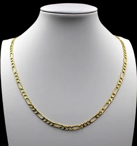 10K Yellow Gold 3.5mm Figaro Chain Italian Link Pendant Necklace Mens Womens 16" - Picture 1 of 8