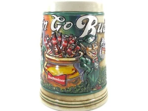 Budweiser Beer Stein 1992 Leprechauns St Patricks Day Stein ERIN GO BUD Vintage - Picture 1 of 9