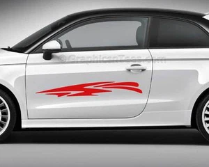Car Body Stickers Custom Side Stripes Vinyl Graphic Decals - Choice 16 Colours - Picture 1 of 11