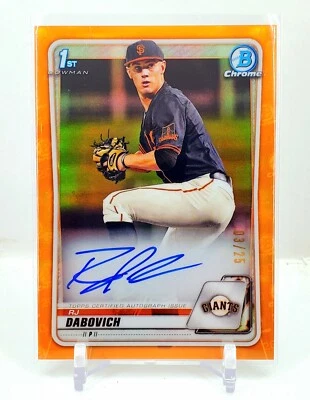 2020 Bowman Chrome 1st RJ Dabovich Orange Refractor Auto 03/25 Giants ROOKIE RC - Image 1 of 2
