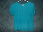 J M Collection Blue Green Top Wave Pattern Pl 92% Polyester 8 % Spandex