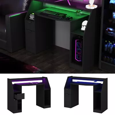 Gamingtisch Tails 123 x 55 cm Schwarz mit LED & QI Computertisch Vicco - Bild 1 von 4