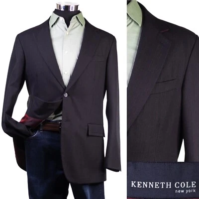 Blazer esportivo Kenneth Cole New York masculino dois botões preto terno tamanho 42 - Imagem 1 de 4