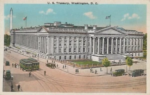 Washington DC US Treasury Street View con carros y autos de colección RPPC - Imagen 1 de 2