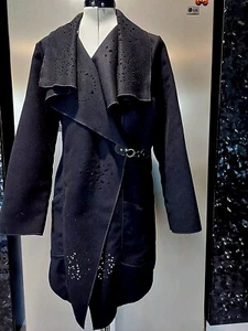 ❤️AS NEW❤️ TAKING SHAPE TS XS 14 black cut out design metal clasp coat jacket - Picture 1 of 7