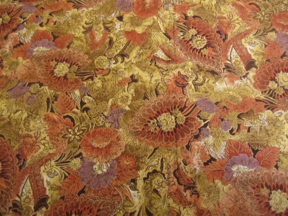 Robert Kaufman Cotton Fabric Florals Brown Plum Rust Beige BTYx 44 - Image 1 of 4