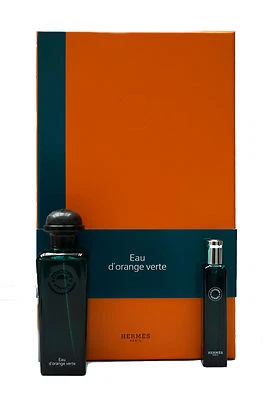HERMES EAU D'ORANGE VERTE 2 PIECE GIFT SET EAU DE COLOGNE SPR 100ML NIB-HE28043 - Image 1 of 2