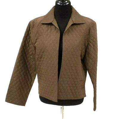 Carlisle 真丝羊毛混纺开襟西装外套绗缝夹克 8 码 — 第 1/4 张图片