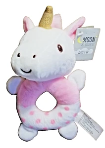 Unicorn Plush Rattle Pink & White Soft Easy TO Hold Design Ages 0+ Moon & Stars - Picture 1 of 4