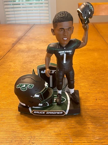 "Sauce" Gardner New York Jets Stealth Black Bobblehead w/alt. Helmet! # 17/323!! Cover