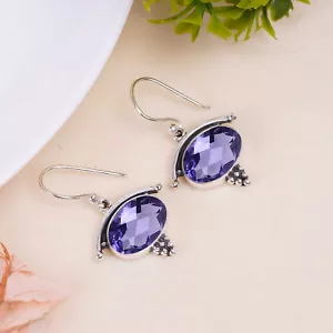 Iolite Gemstone 925 Sterling Silver Jewelry Earring, Women Earring, Gift For Her - Picture 1 of 4