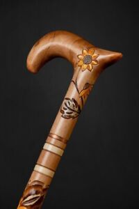 Luxurious Women Walking Cane Sunflower Ornaments, Hand-Carved Hand-Painted Stick