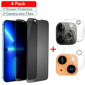 Für iPhone 13 Pro Max 13 12 Pro Anti-Spy Privacy Glas Kamera Displayschutzfolie - Bild 1 von 15