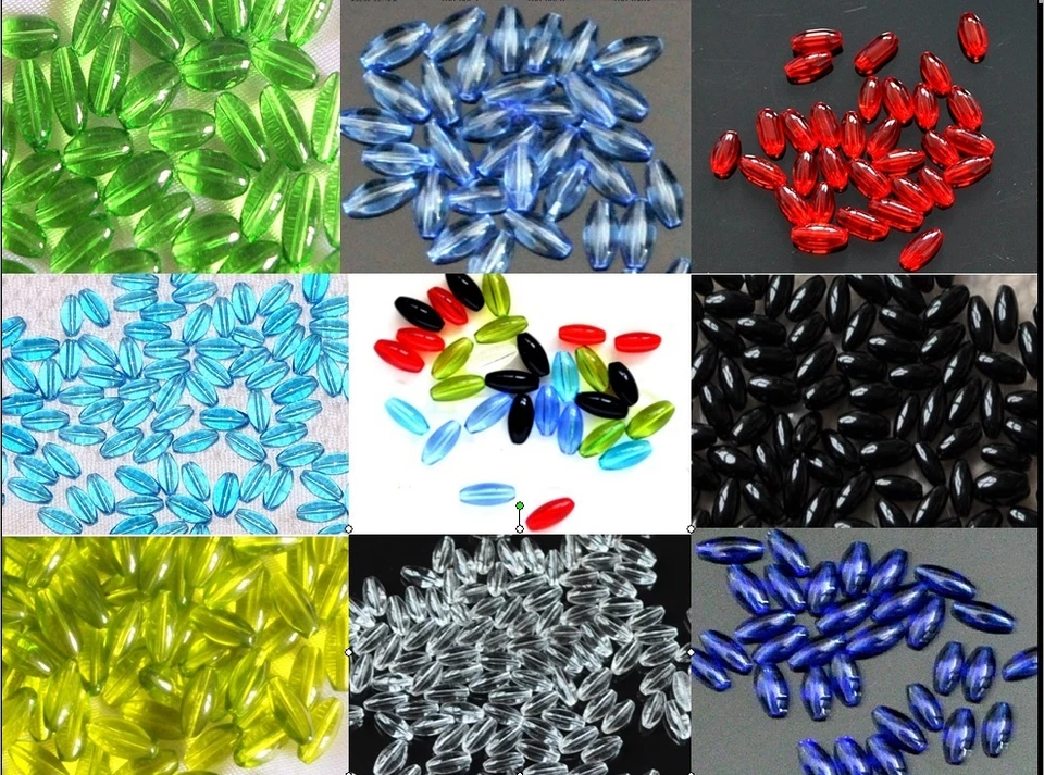 30pcs 9mm long Multicoloured oval crystal glass beads Jewellery Making DIY Craft - Image 1 of 1