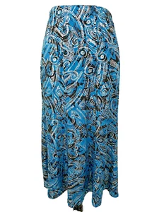 Anthony Skirt size Medium Blue Silver Black Swirls Long A Line Travel Modest - Picture 1 of 12