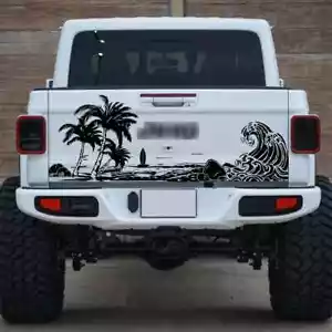 Large Beach Wave Palm Tree Car Sticker Decal Summer Surf Nature Ocean Landscape - Bild 1 von 10